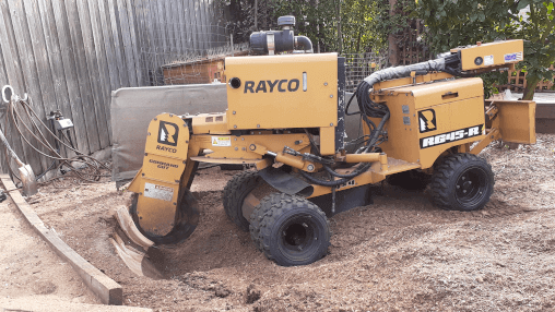 A stump grinder at work